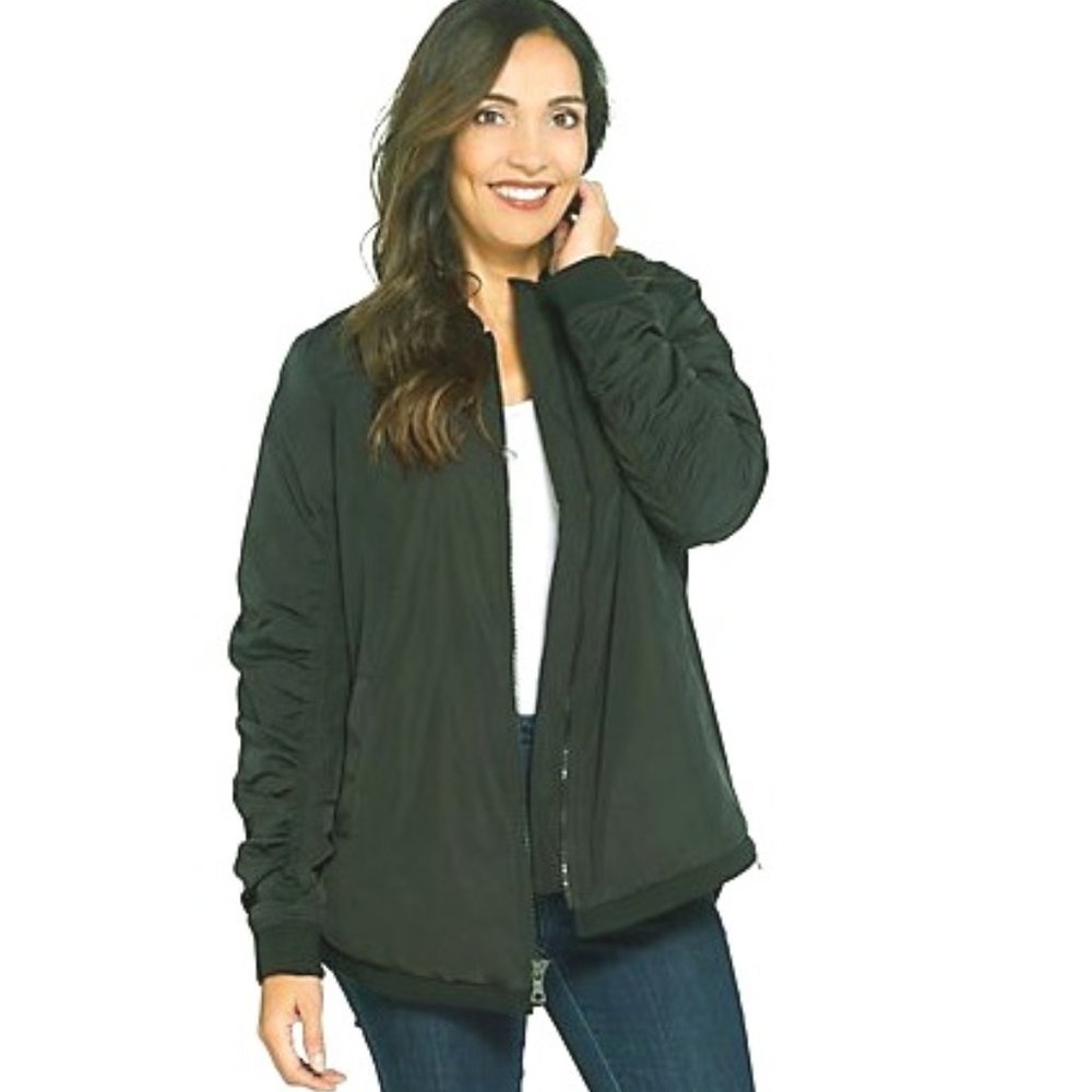 LOGO Black Bomber Jacket with Side Zips Medium
